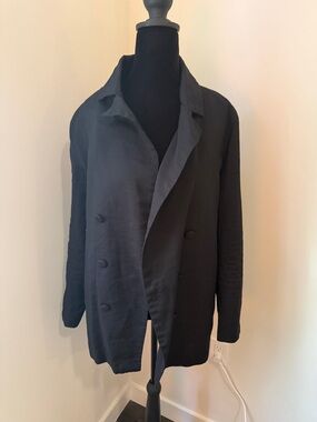 Women's Black Double-Breasted Blazer Jacket